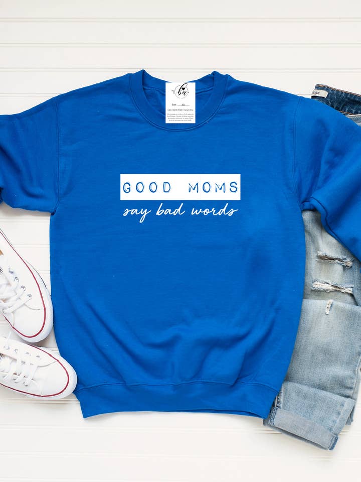 Good Moms Say Bad Words Cozy Crew Neck Sweater for wholesale by Blonde Ambition | Jewelry | Valentines Gift & Sweaters