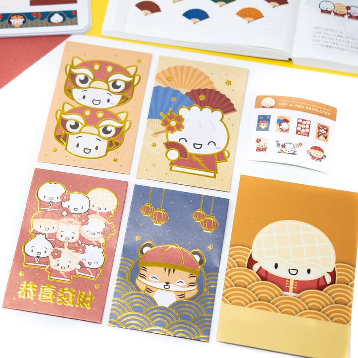 Sobres rojos del año del tigre (juego de 4) para venta al por mayor de Wonton In A Million