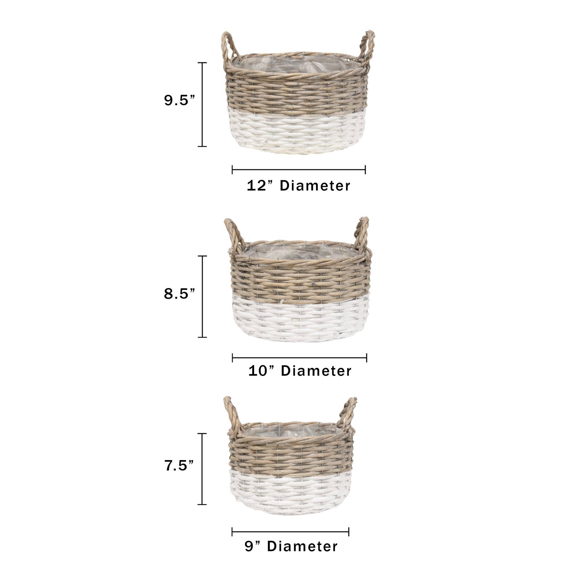 Col House Designs – wholesale Basket – 3/Set, White Dipped Willow Bushel Basket Planters2
