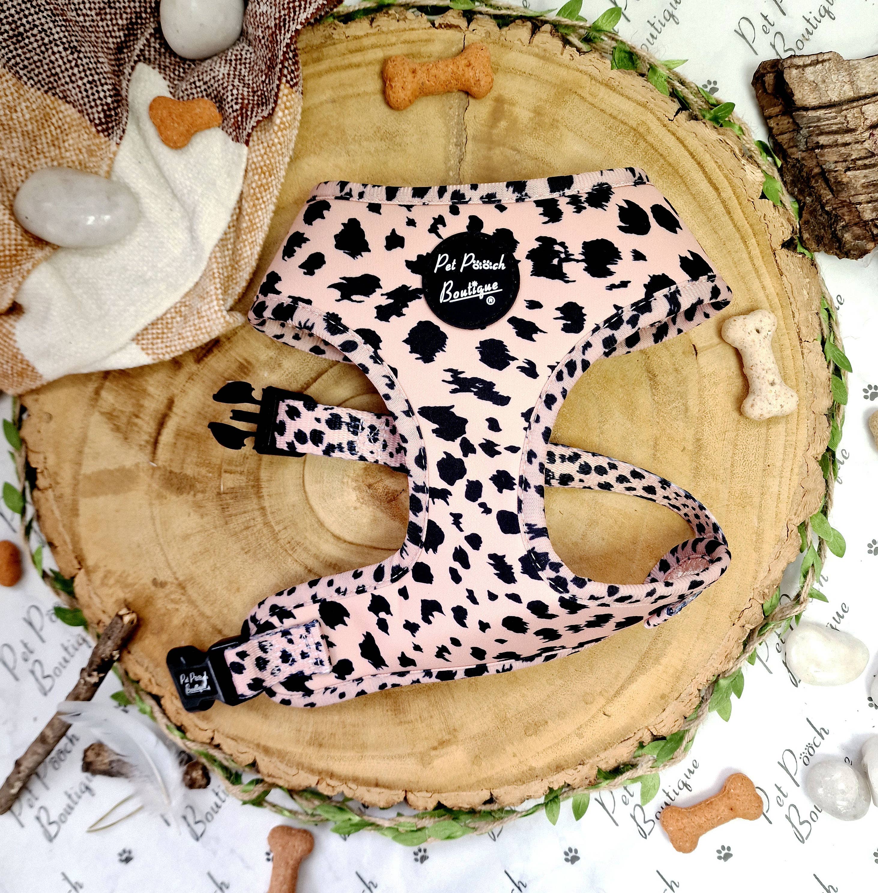 Pet Pooch Boutique - Wholesale Pet Harness - Dog - Polka Pup Noir Dog Harness (leopard print/timeless classic)