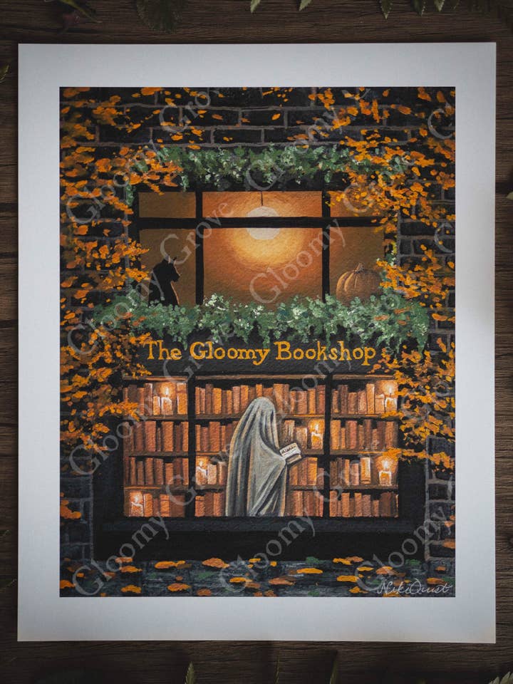 "The Gloomy Bookshop" | Fine Art Print for wholesale by Gloomy Grove