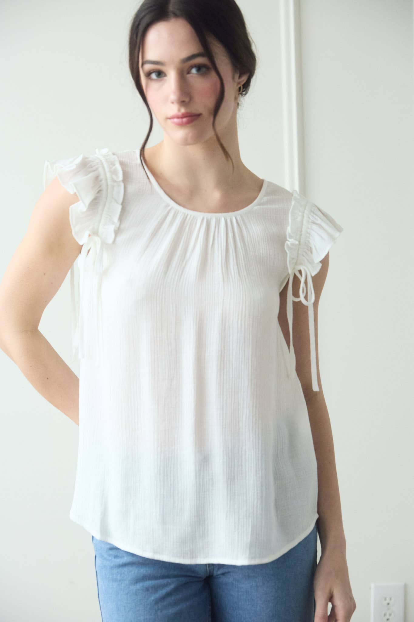 MINE - Wholesale Blouse - Women's - RUFFLE DETAIL DRAWSTRING DETAIL BLOUSE18