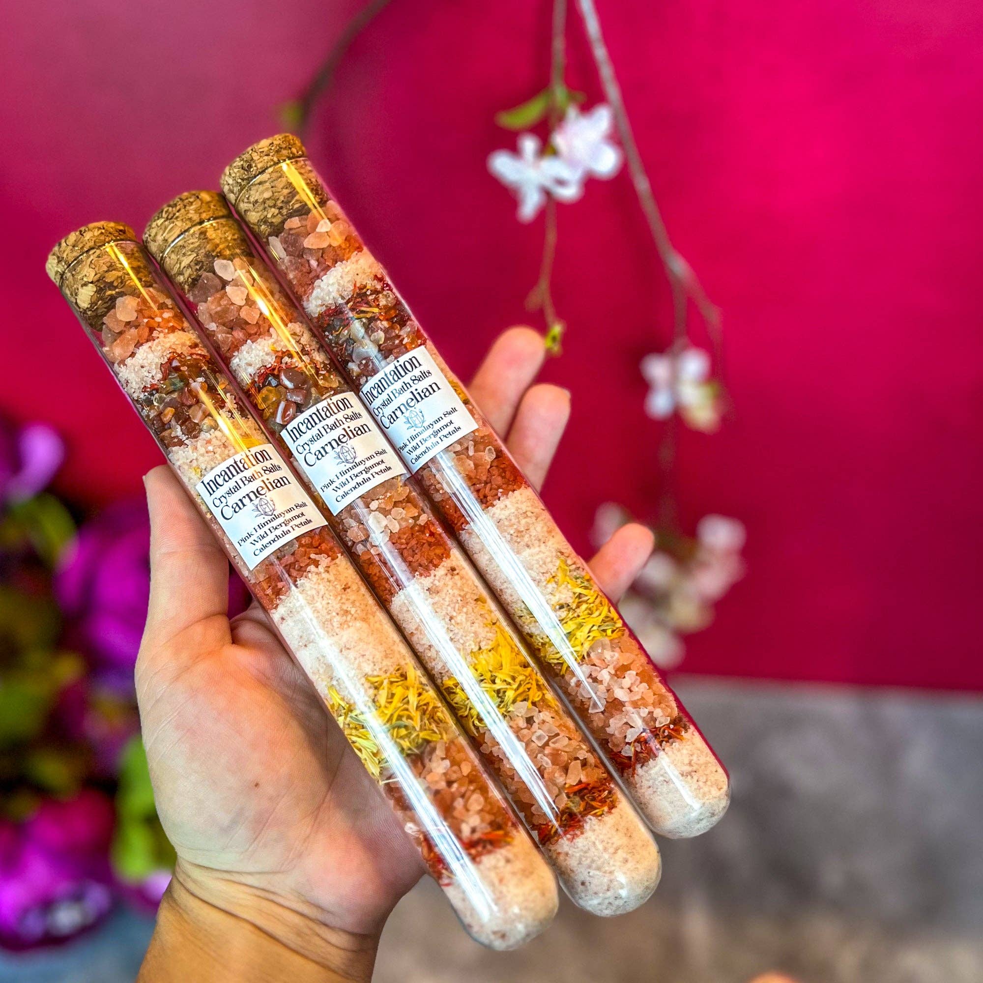 Mandala Gems - Wholesale Bath salts - Incantation Carnelian Bath Salts in Glass Vials1