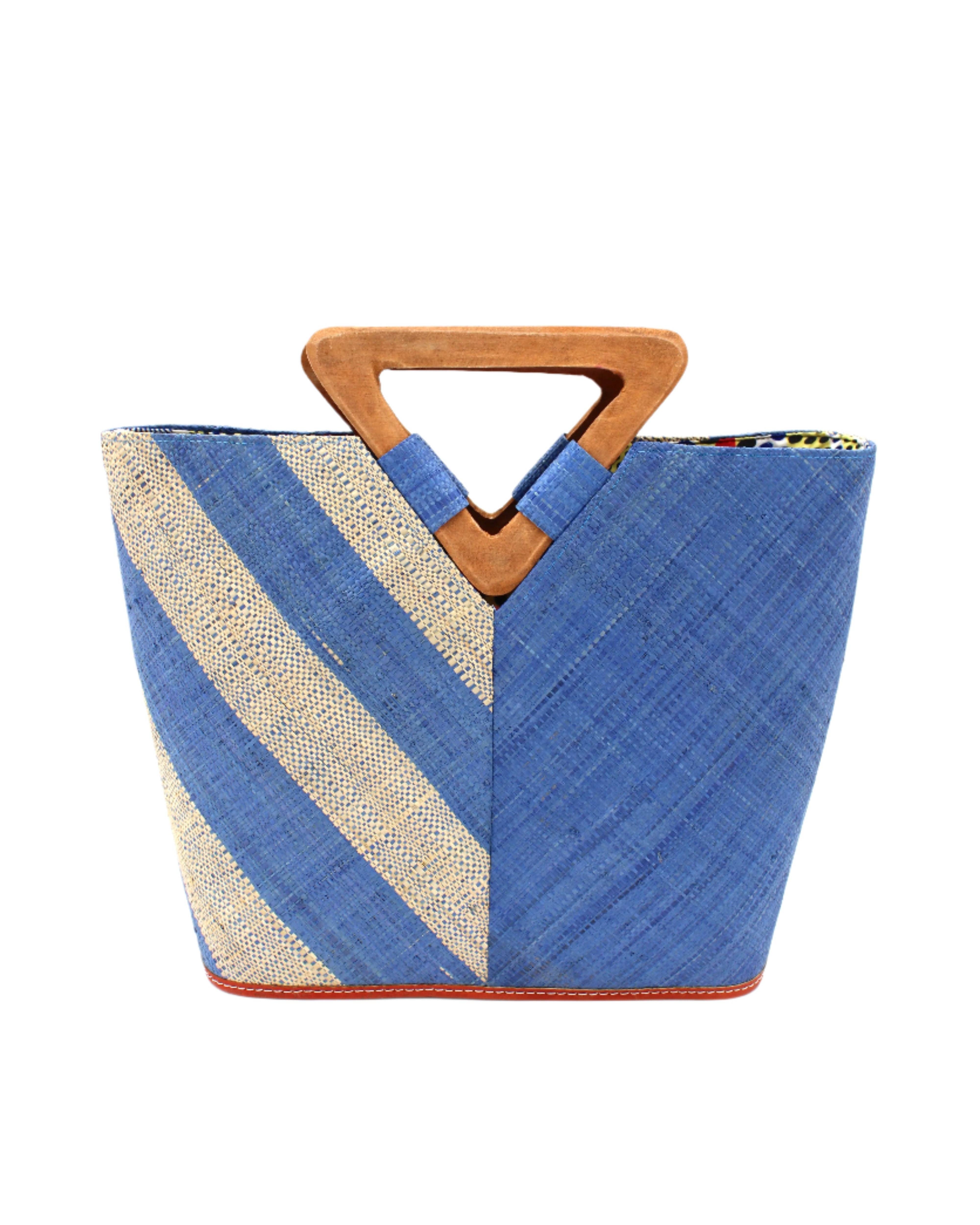 Shebobo – Großhandel Henkeltasche – Damen – Shebobo Strohtasche Zuki in Zweifarbig mit dreieckigen Holzgriffen4