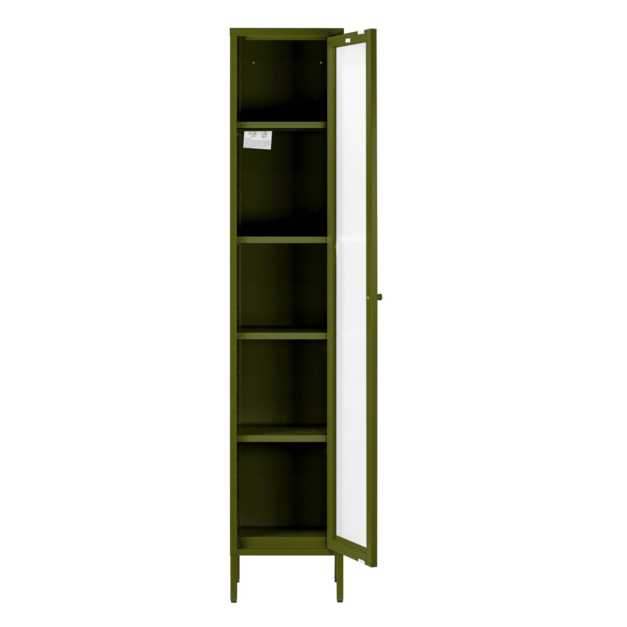 Glamour Home - Wholesale Bookcase - Avis 71-inch Dark Green Metal Cabinet with Clear Door2