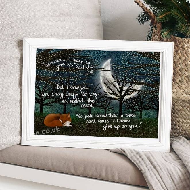 Impresión artística A4 ~ Nunca te des por vencido para venta al por mayor de Fox Under The Moon