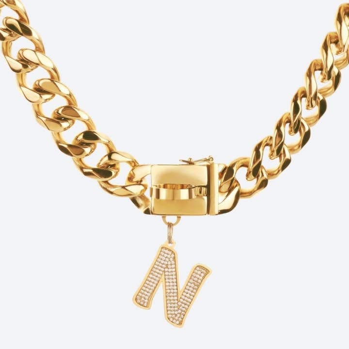 Spark Paws - Wholesale Pet Collar - Dog - Initial Letter Jewelry Tag - N