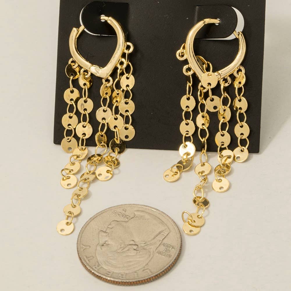 Fame Accessories - Vendita all'ingrosso Orecchini a cerchio - Orecchini a cerchio con frange a catena metallica2