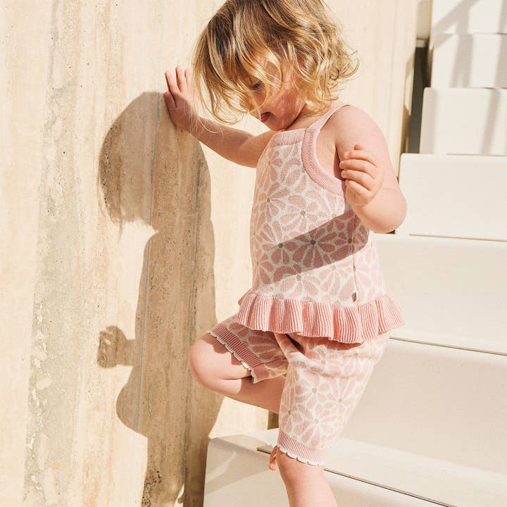 Jacquard Knit Scallop Bike Short - Hibiscus for wholesale on Faire4