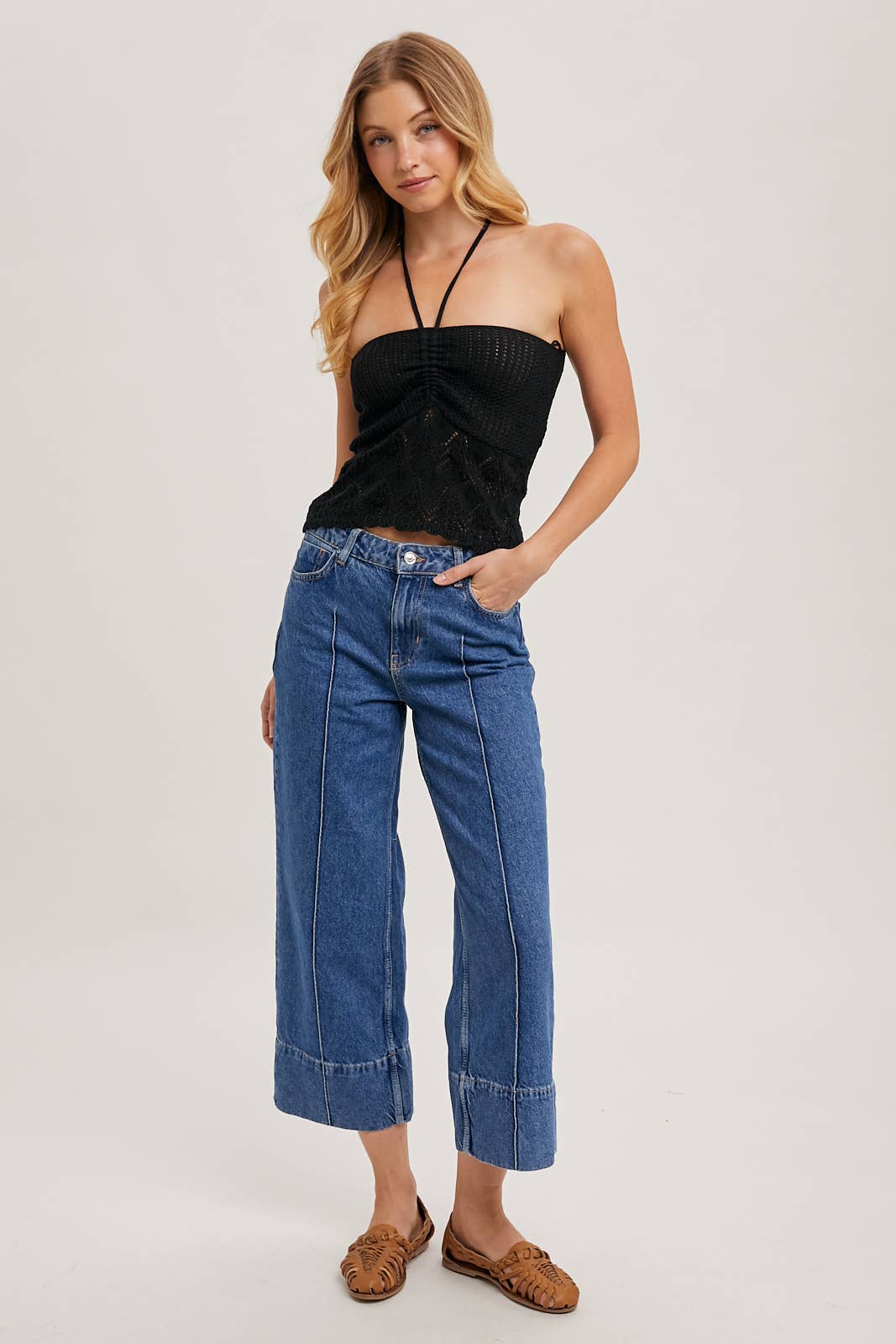 Bluivy – wholesale Knit top – Women's – KNOTTED POINTELLE KNIT HALTER TOP SWEATER8