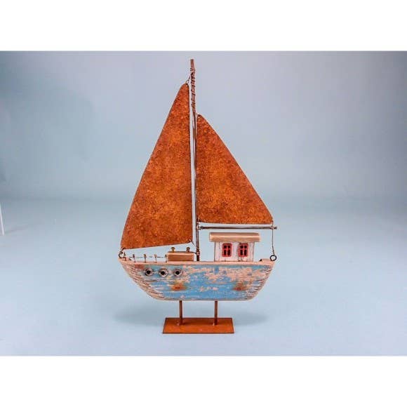 Rustic Sail Boat, 31cm for wholesale by Nauticalia