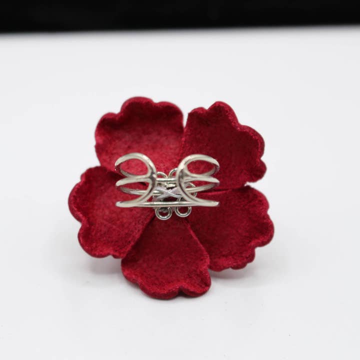 Sunflower Handmade leather inc - Wholesale Single Stone/Solitaire Ring - assorted leather flower ring4