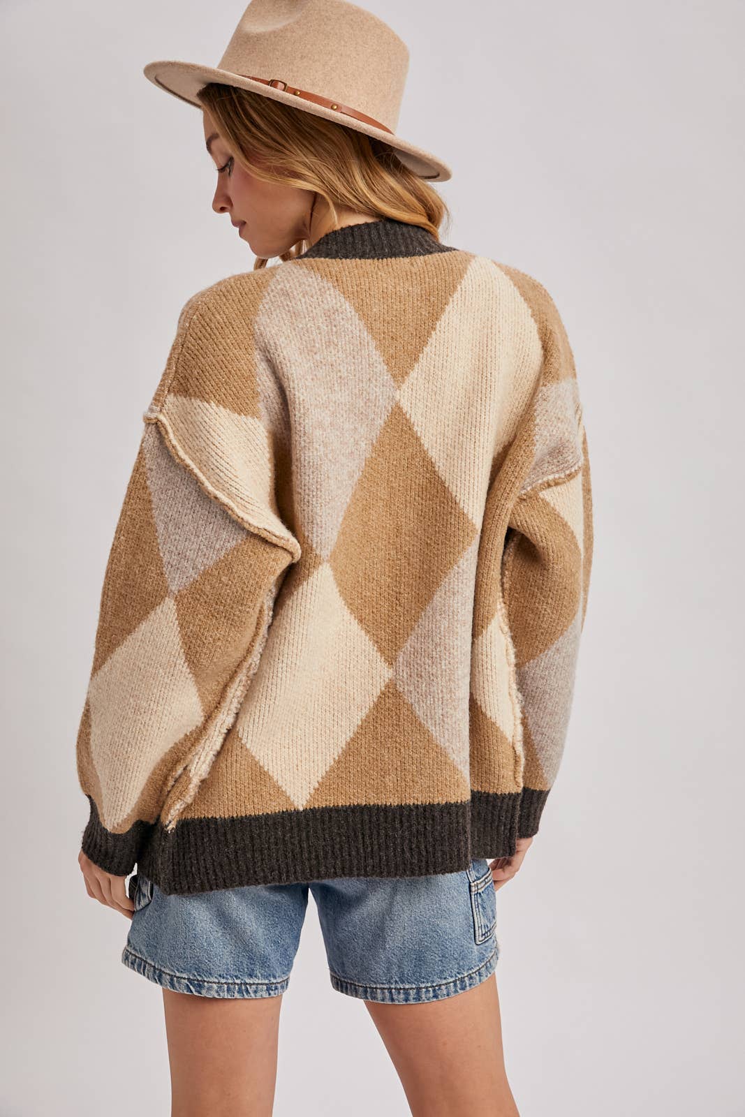 COMBO LATTE CARDIGAN EN MAILLE ARGYLE À BOUTONS en vente sur Faire8