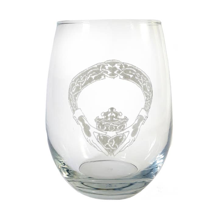 Irsk Claddagh indgraveret Stemless Vinglas 18 oz for engroshandel hos Lyoncraft