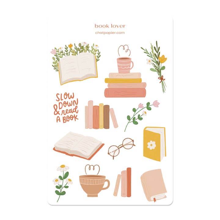 Book Lover Vol. 1 Sticker Sheet for wholesale by Chat Papier