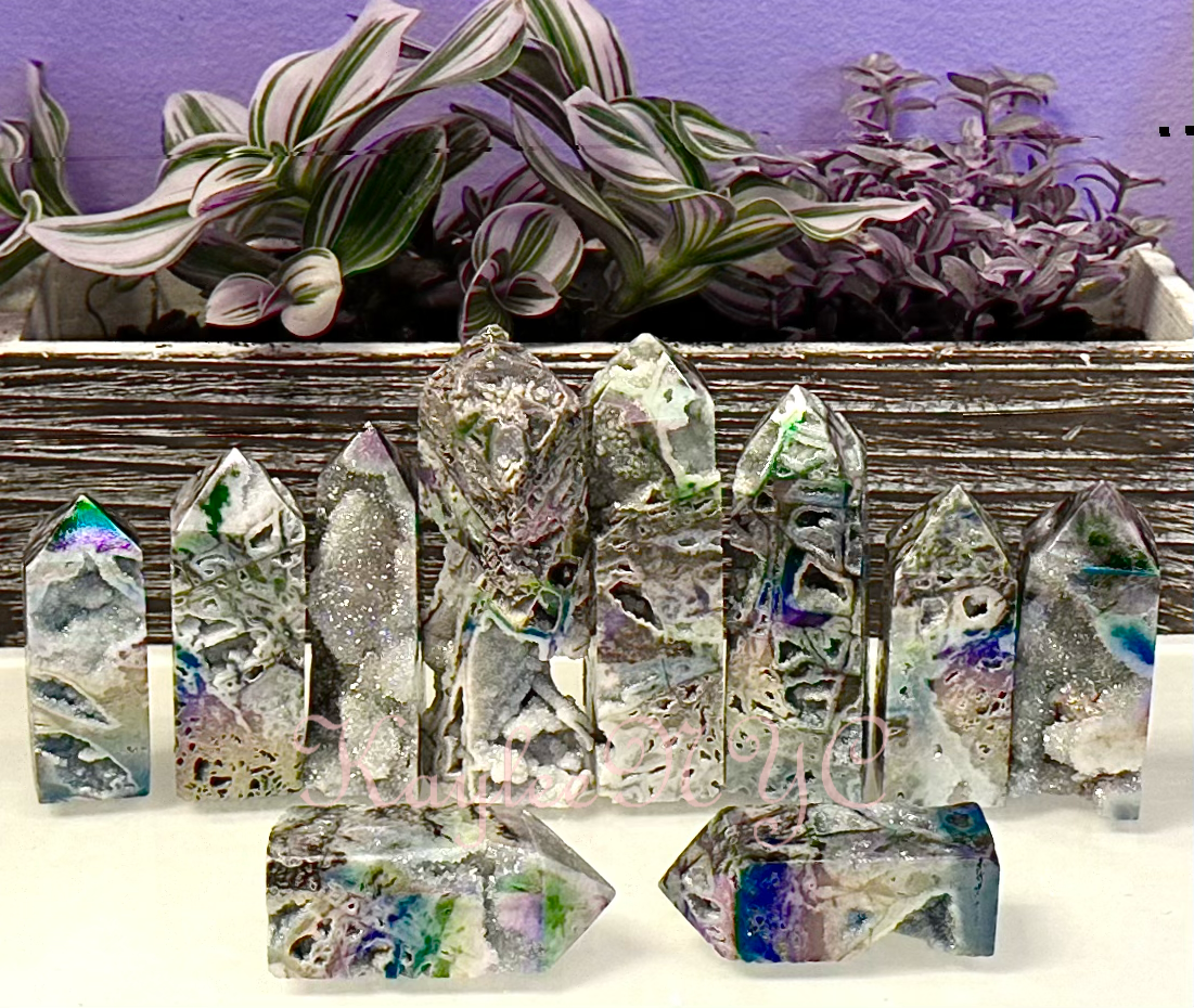 KayleeNYC - Wholesale Spiritual Stone/Crystal - 2 lbs Angel Aura Druzy Sphalerite Obelisk Tower Point2