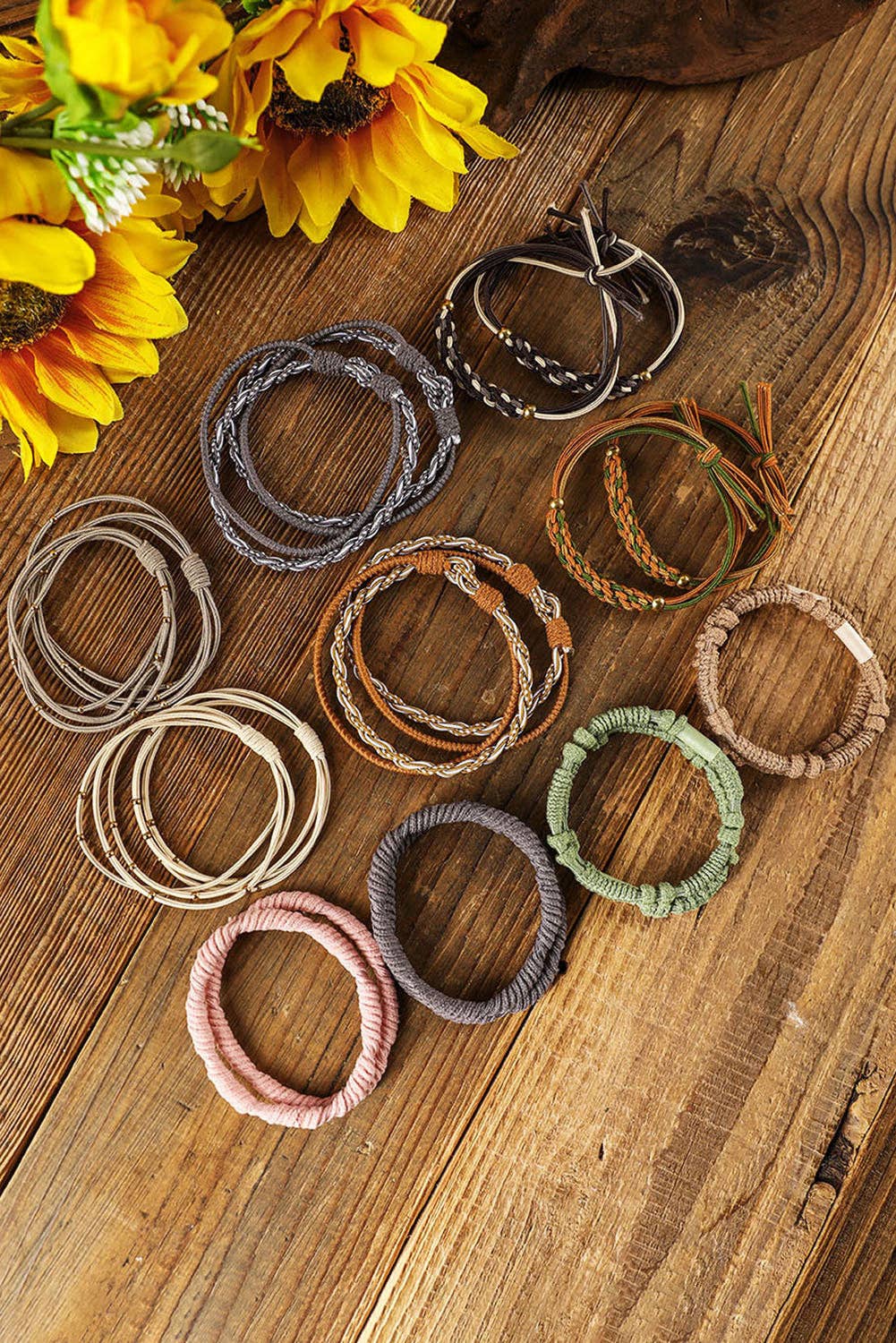 Multicolour 10pcs Boho Knotted Hair Ties for wholesale on Faire1