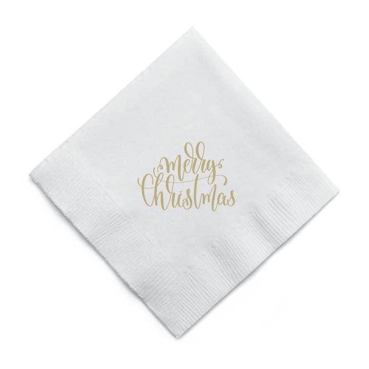 Merry Christmas Script Cocktail Napkins for wholesale by MADdesign