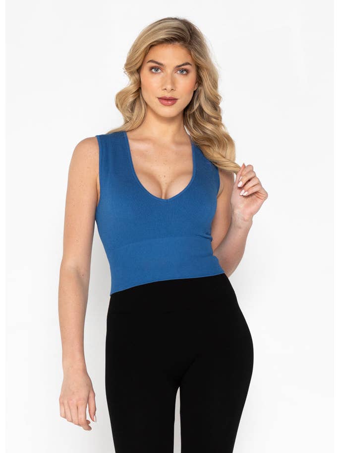 C'est Moi Clothing Co – wholesale Knit top – Women's – Bamboo Deep V Rib Top- CEBT100219