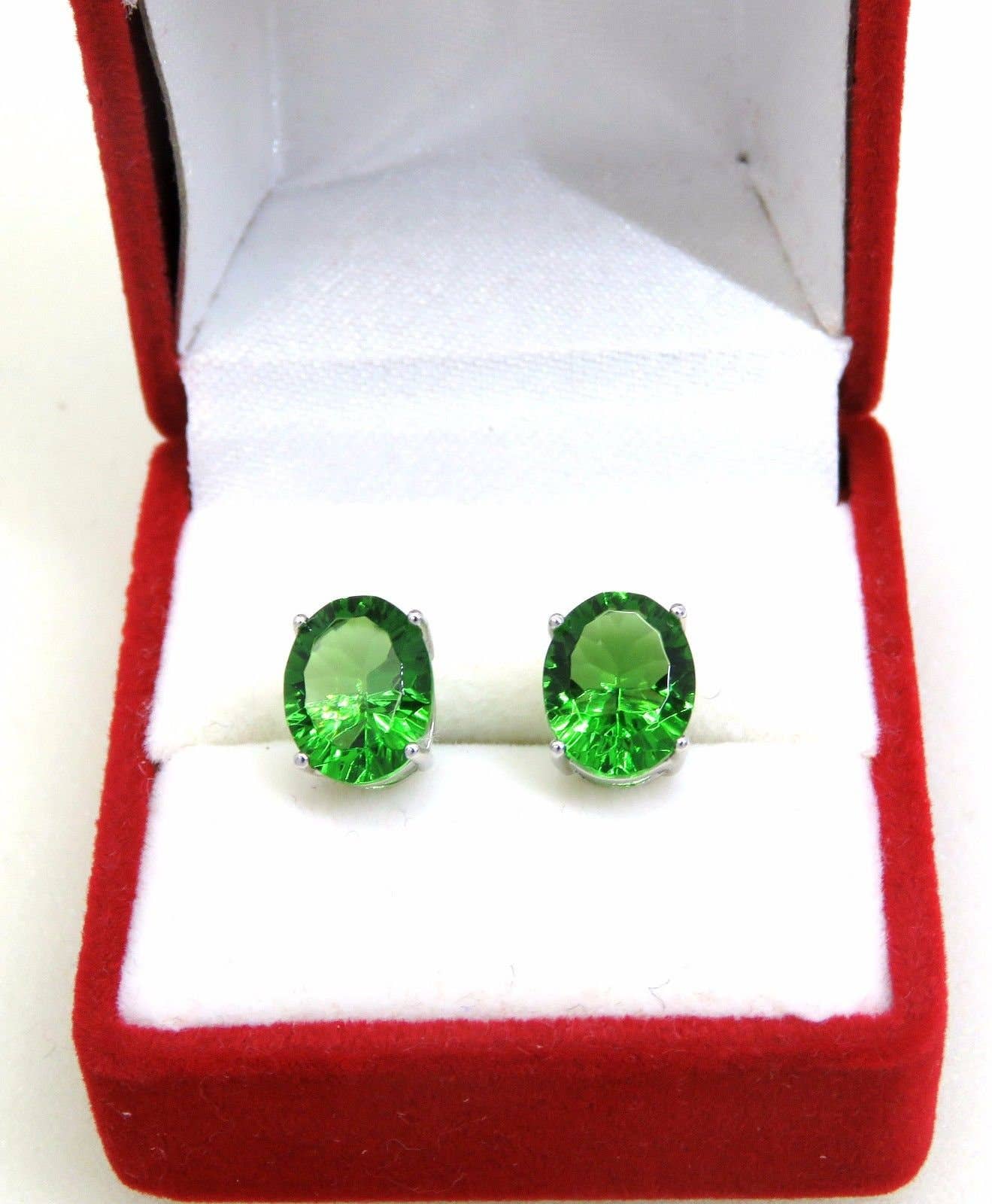 Twan Kee Jewelry - Wholesale Stud/Post Earrings - Classic Green Oval-Cut Helenite Stud Earrings