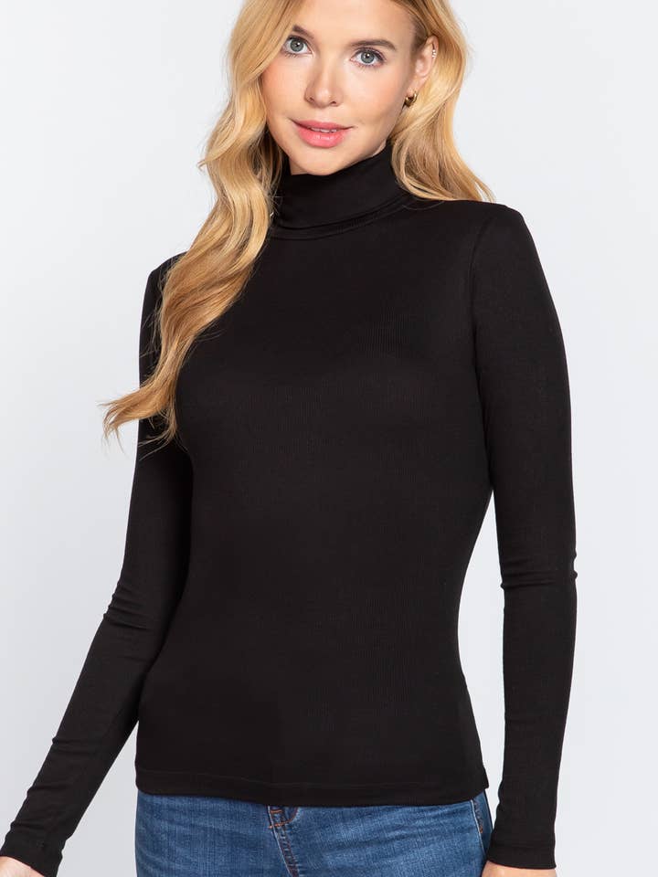 .. SI-24739 Lång Slv Turtle Neck Ribbstickad topp för wholesale av 42POPS