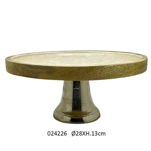 White Enamel Presentation Dish with Aluminum Stand Ø28 X H.13 cm for wholesale by Faye