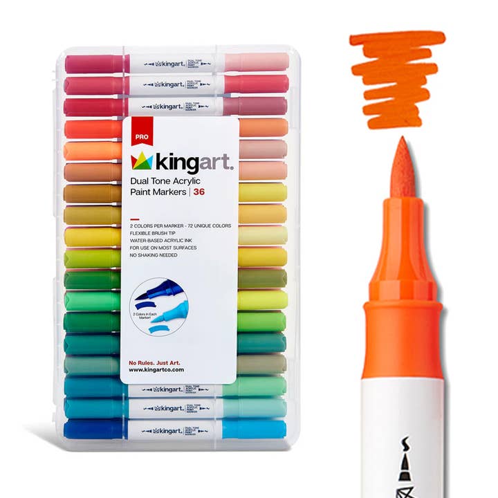 Dual Tone Acrylic Markers - 36 Pens / 72 Colors for wholesale by KINGART