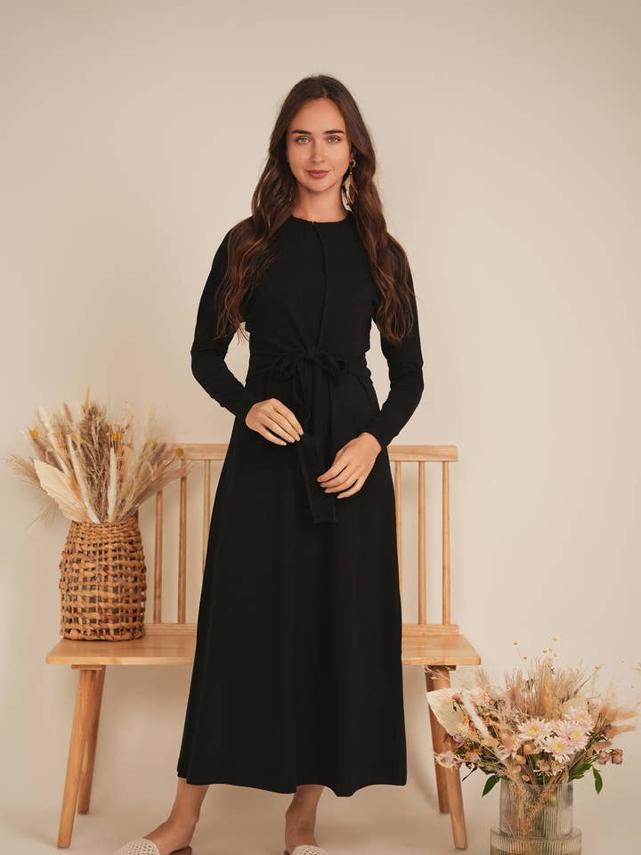 Drop Shoulder Cropped Tie Bolero for wholesale by Hush.Shop