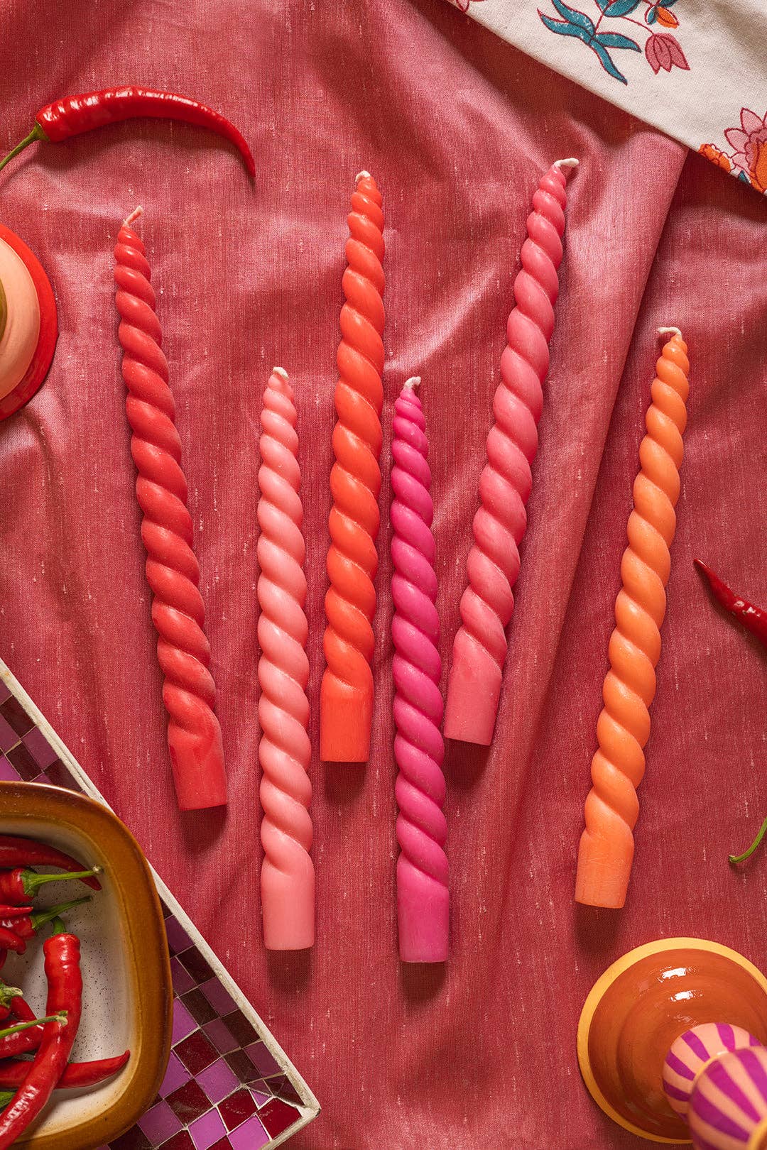 Ian Snow Ltd – Engroshandel Stearinlys/lysestage – 'Solopgang' Sæt med Seks Snoede Middagslys5