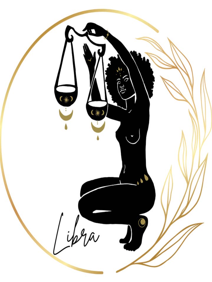 TIRAGE D'ART LIBRA GOLD LEAF ZODIAC GIRLS 8x10 pour la vente par Soraya Moon Co.