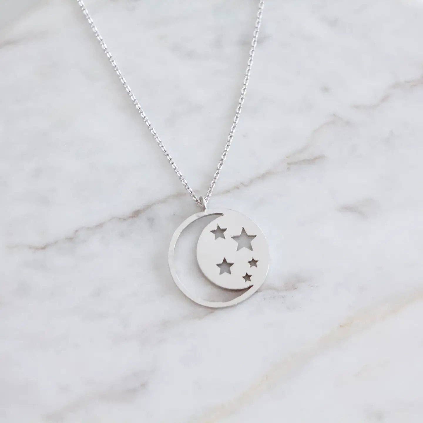 Mesa Blue - Vente Colliers à pendentif - Collier céleste avec pendentif croissant de lune et étoiles2