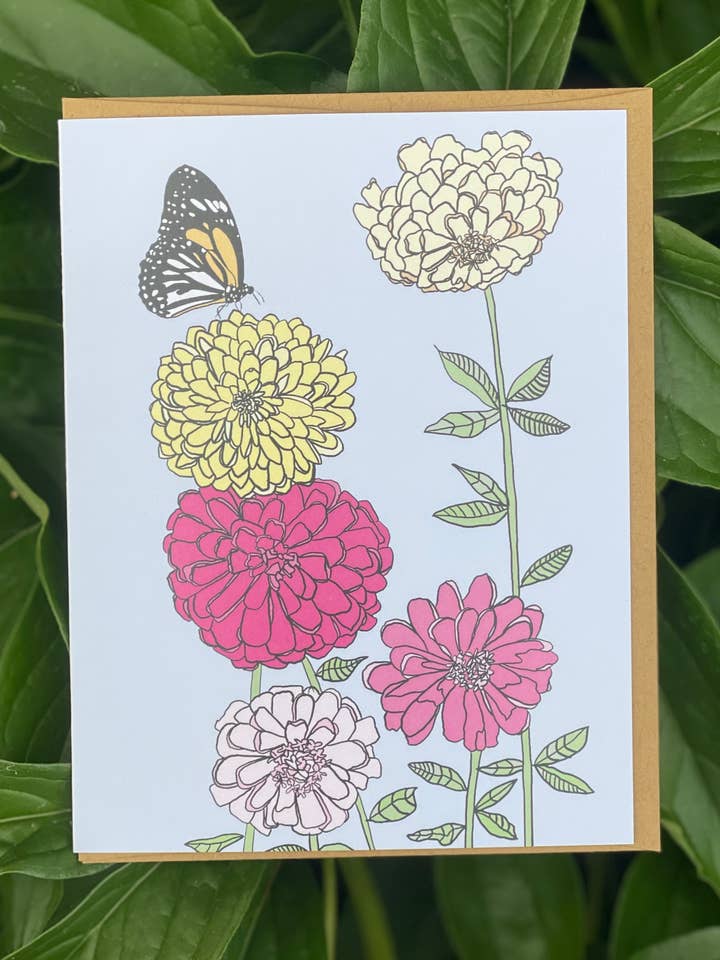 notitiekaart - vlinder en bloemen voor wholesale door Prints by Emily Marie