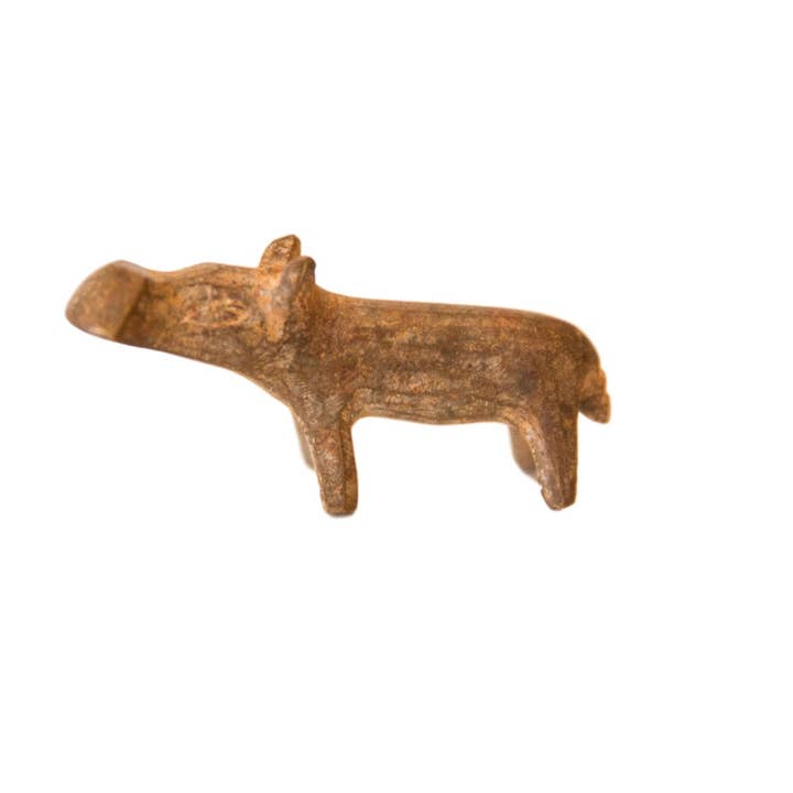 Old New House - Venta al por mayor Escultura - Mini hipopótamo de bronce africano vintage con pátina polvorienta