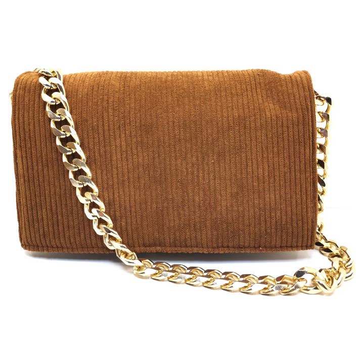 Corduroy Chain Strap Shoulder Bag-5505 for wholesale by Superbia
