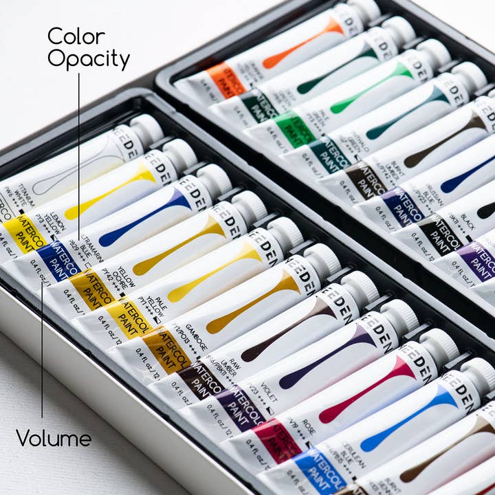 Pintar Art Supply - Wholesale Paint Set - MEEDEN Watercolor Paint Tubes Set - Academy Grade 24 x 12ml/0.4oz Water Color Paint for Students Beginners