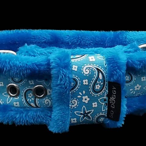 FLEECE DOG COLLAR | BILLY BLUE | TURQUOISE for wholesale by So-Doggy