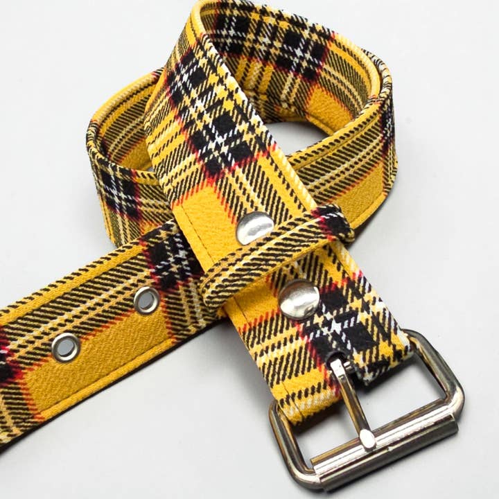CEINTURE UNIE 1 3/4" BT100-175 À CARREAUX JAUNE PUNK pour la vente par Funk Plus