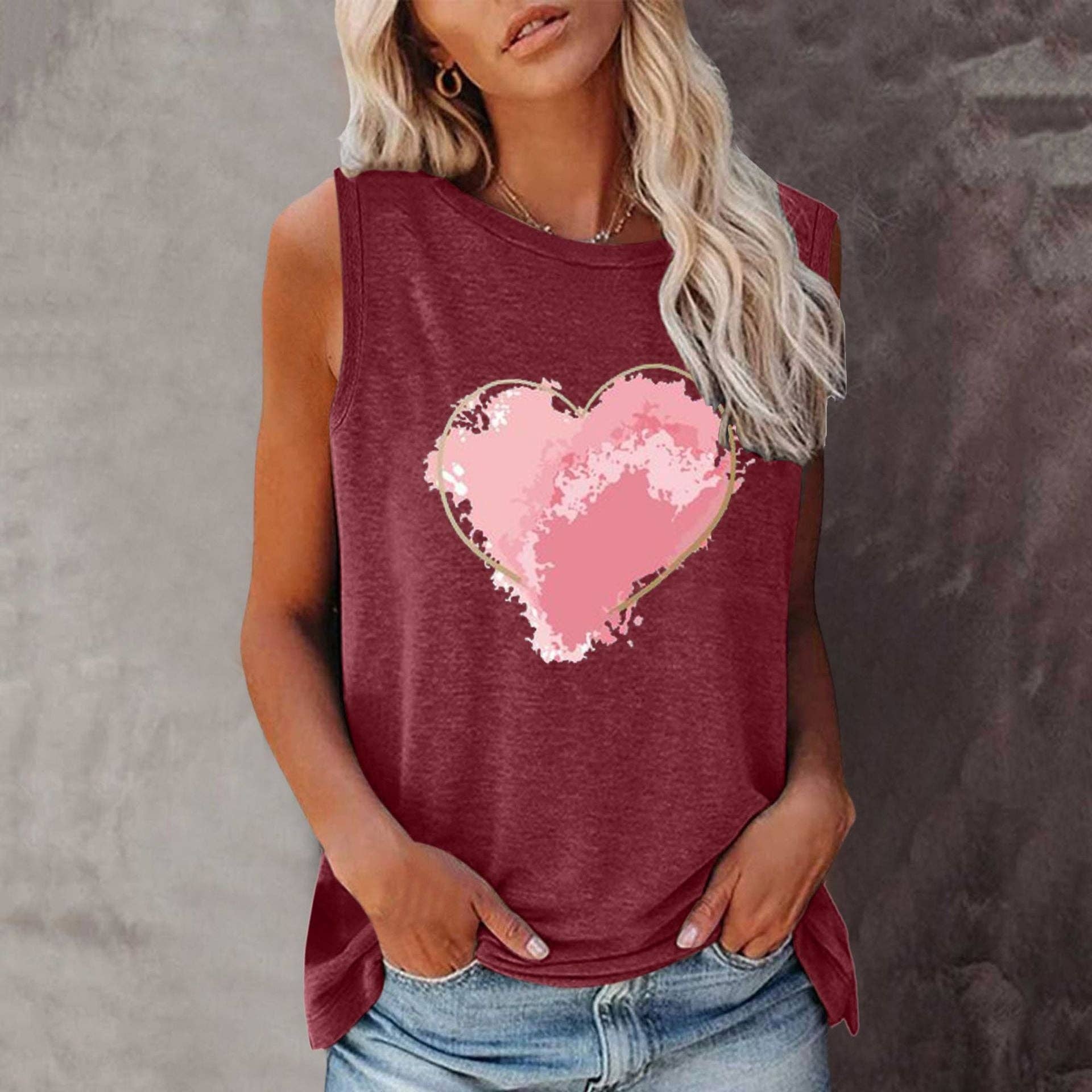 TISANCRE – wholesale Tank top – Women′s – New shirt summer love round neck sleeveless vest8