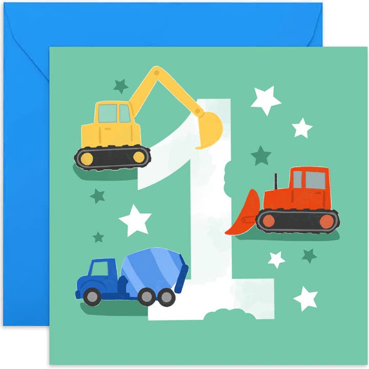 Kids Ages Digger Card - Biglietti di compleanno per bambini - Biglietti di compleanno per età per la vendita all'ingrosso da parte di Old English Company