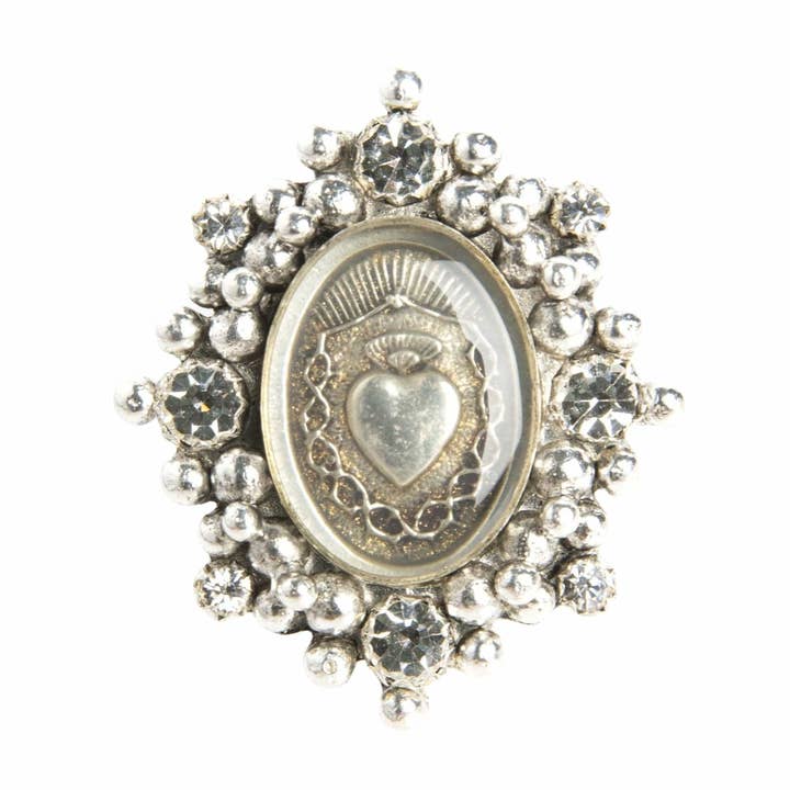 Ovaler Kreuzgang Heiliges Herz Ring - Silber für den Großhandel von VSA Designs Inc.