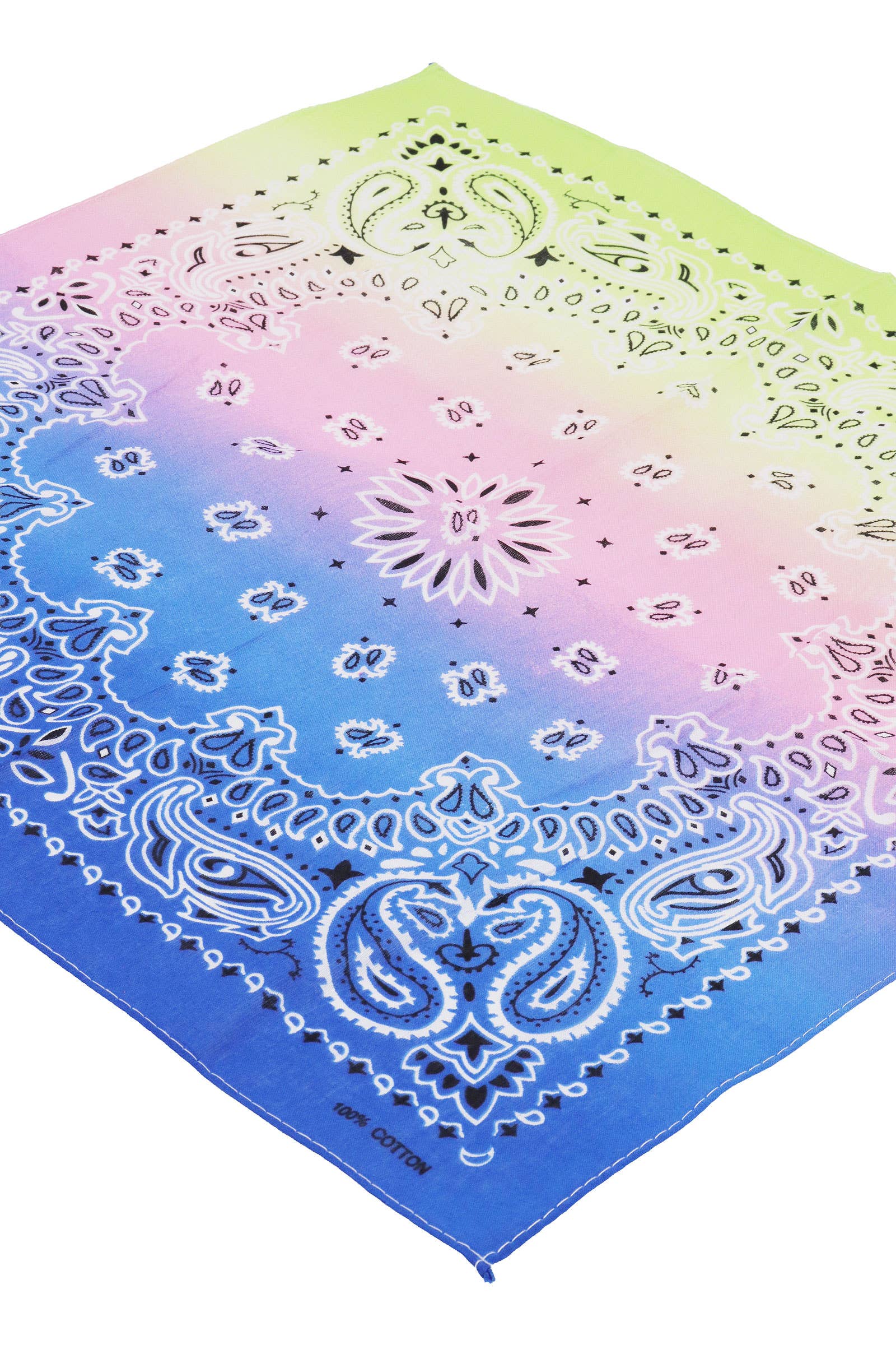AS SHOWN Paisley Vibrant Ombre Gradient Cotton Bandana for wholesale on Faire2