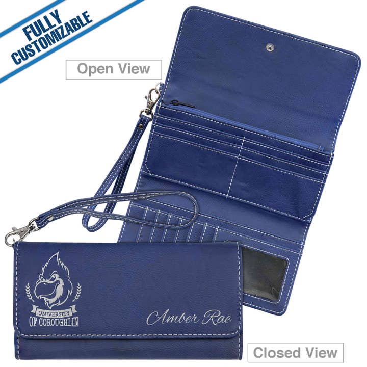 GiftWorksPlus - Wholesale Wallet - Unisex - Engraved Leatherette Long Wallet - Strap -Fully Customizable7