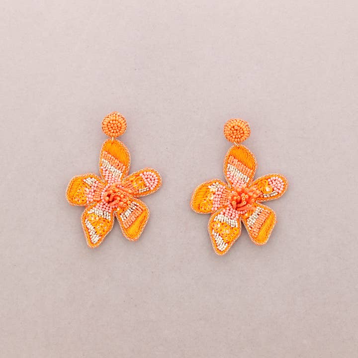 Sonata - Vente Bijoux à boutons pression - Boucles d'oreilles fleuries en perles5