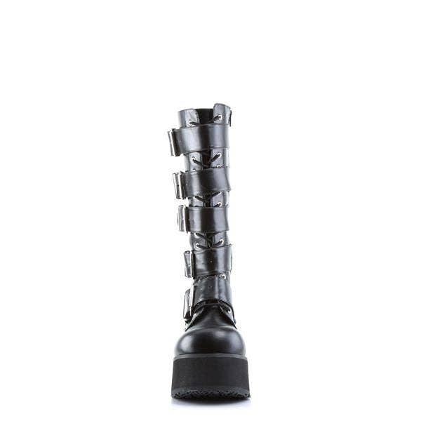 Demonia Trashville 518 Black Vegan Leather Mid Calf Boots for wholesale on Faire1
