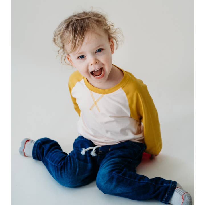 HAHA MAMA Clothing - Wholesale T-Shirt - Kids - Raglan Baseball Tee Yellow- Child