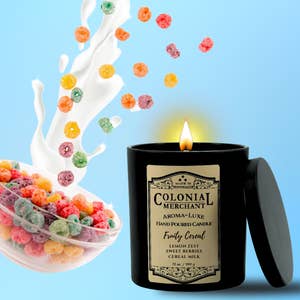 12 oz. Fruity Cereal Hand Poured Premium Apricot Wax Candle for wholesale by Colonial Merchant