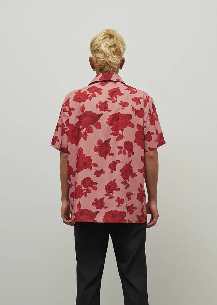 Short Sleeve Shirt in Pink Floral Print for wholesale on Faire1