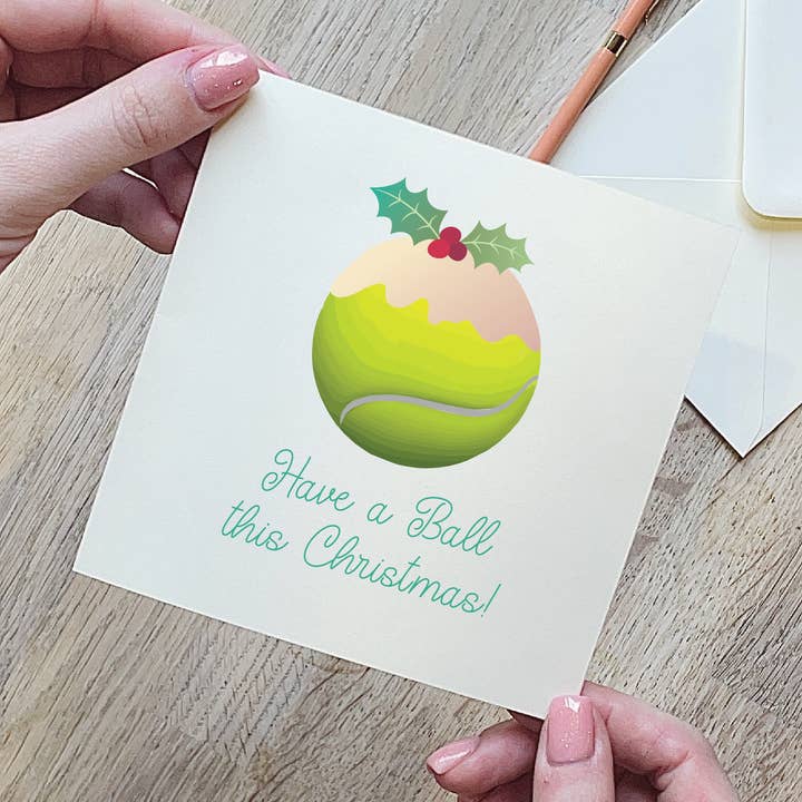 Tennis Christmas Pudding Christmas Card for wholesale by Alphabet Studios