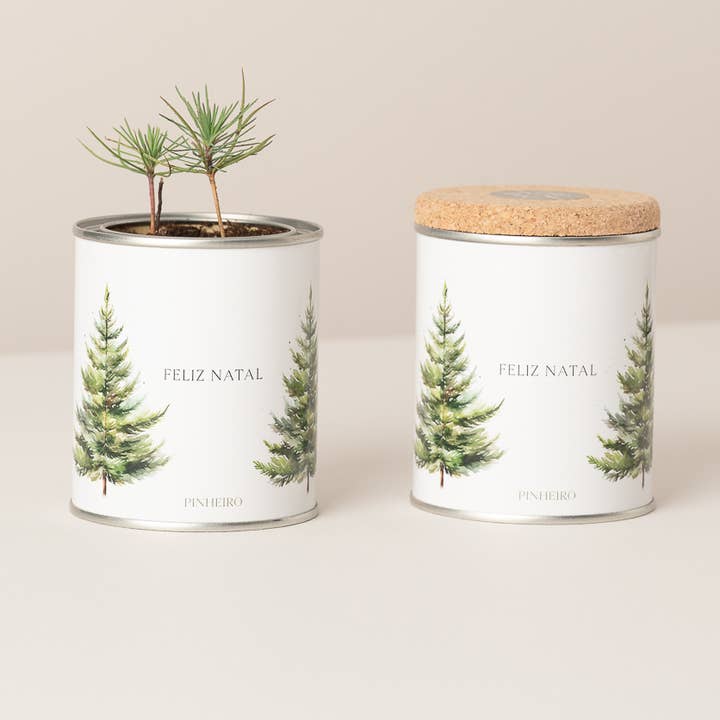 Life in a bag - Wholesale Plant Pot - Tin Can Garden "Merry Christmas" With Pine Tree0