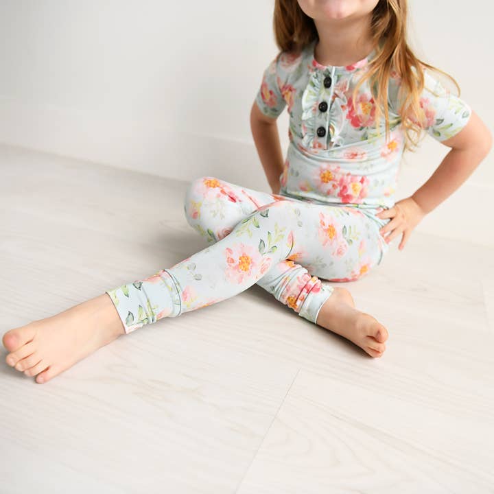 Gigi and Max – Conjunto de pijama - Crianças por atacado – Mae Floral Ruffle Conjunto de Duas Peças de Bambu para Dormir para Crianças Pequenas11